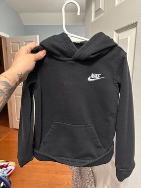 Nike Black Hoodie with White Swoosh Chest Logo
